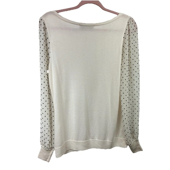 LOFT Women's lightweight Sweater Size M Sheer Sleeves Official Casual Coquette - Picture 5 of 9